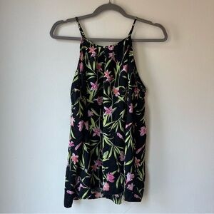 GAP Floral Spaghetti Strap Tank Top Women’s Small Black Pink Green Summer Blouse
